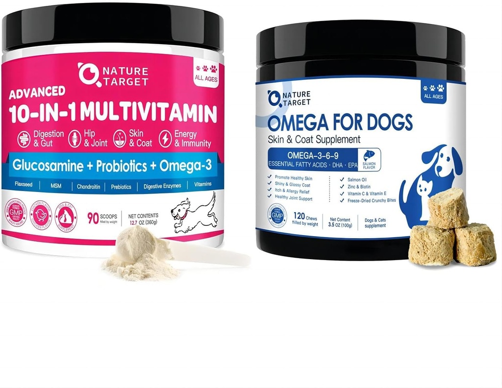NATUREZA ALVO cão vitaminas pó - Omega 3 óleo de peixe para cães