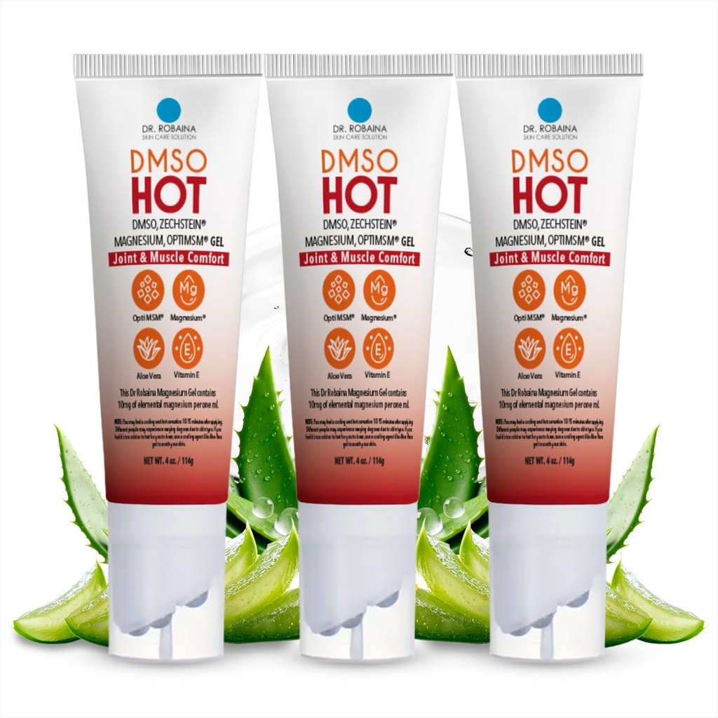 Dr. Robaina DMSO HOT Roll-On - 99,9% Pure Pharmaceutical Grade - Multi-Ball Aplicator for Targeted Heat - Zechstein Magnésio, MSM, Arnica, Aloe Vera, Vitamina E - 4 oz .
