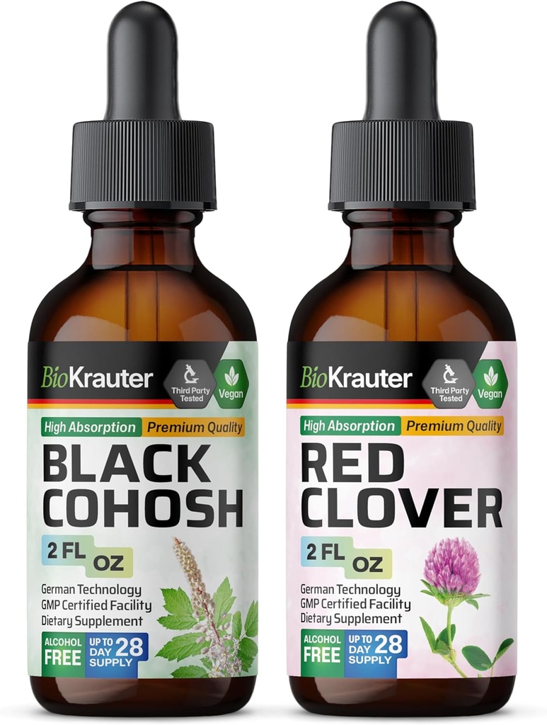 BIO KRAUTER Black Cohosh Tintura 2 Fl. Oz. & Red Clover Tintura 2 Fl. Oz.