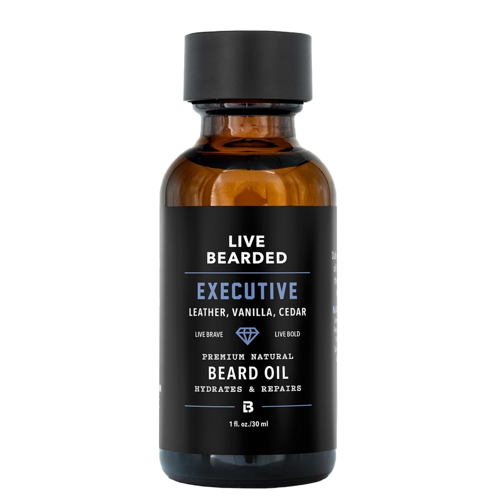 Óleo de Barba Barba ao Vivo, 1 fl oz - Premium All-Natural Jojoba - Made in the USA - Cuidados de Cabelo e Pele para Homens com Secos, Patches Flaky