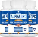 15-in-1 Alpha GPC Suplemento com Fosfatidilserina, Uridina, L-Teanina, Cogumelo de Mane de Leão, 180 Cápsulas