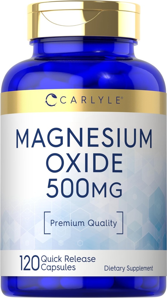 Carlyle Magnesium Oxide 500mg . 120 Cápsulas . Qualidade Premium .