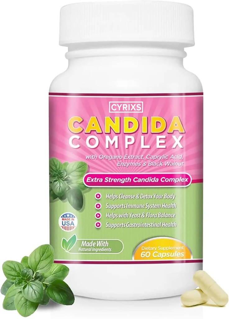 Complexo de Candida Aumentar o seu sistema imunológico Tudo Natural Limpeza de Gut com ervas, Antifúngicos, Enzimas e Probióticos