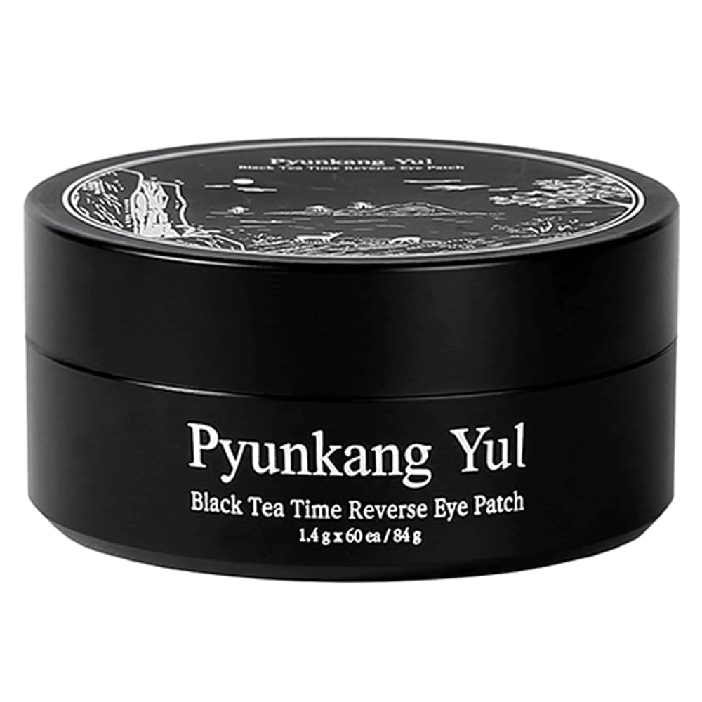 Pyunkang Yul PKY Black Tea Time Reverse Eye Patch para anti-envelhecimento, Nutrição Profunda com Colágeno de Baixa Molecular, Círculos Negros e Cuidados de Linha Fina com Kombucha, Cuidado de Pele Coreana (30 pares)