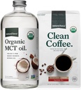 Força natural Organic Ground Clean Coffee + Organic MCT Oil Bundle – 100% puro Coco MCTs & Mold & Mycotoxina Free Coffee – Non-GMO, Keto, Paleo, e Vegan - 10 Oz Bag e 32 Oz garrafa de vidro
