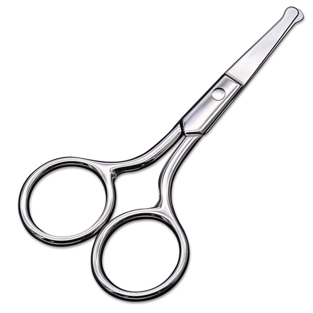 Tesouras pequenas com design de ponta redonda - Profissional Grooming para cabelo, pestanas, nariz, corte de sobrancelha, bigode - Não vai machucar a cavidade nasal