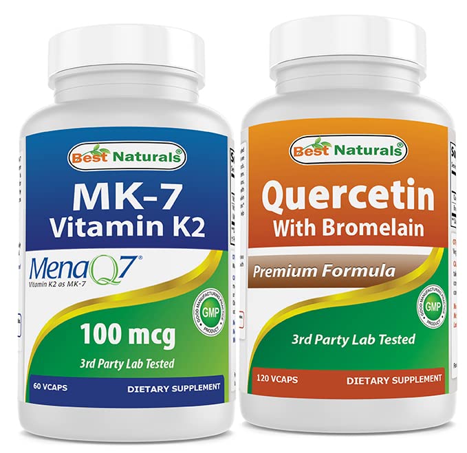 Melhores naturais MK-7 100 mcg & Quercetin com bromelaína