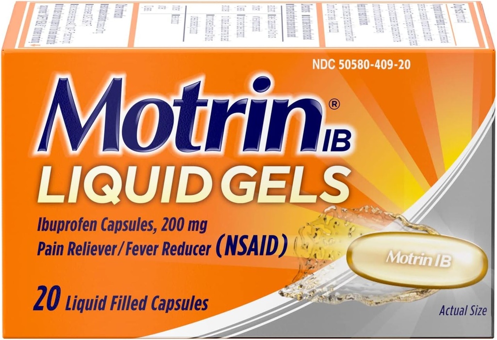 Motrin IB 200mg Gels Líquidos - 20 quilates, pacote de 3