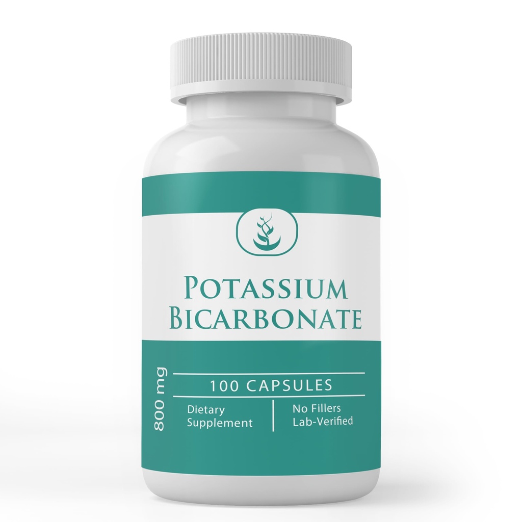 Ingredientes originais puros Bicarbonato de potássio, (100 cápsulas) sempre puro, sem aditivos ou enchimentos, laboratório verificado