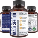 Premium Black Cumin Seed Oil Cápsulas - Virgin Cold Pressed Nigella Sativa Black Seed Oil Pills - Imune Supplement - Omega 3 6 9 Vitamina E Blackseed para unhas Pele de cabelo 1000 mg p / Servindo