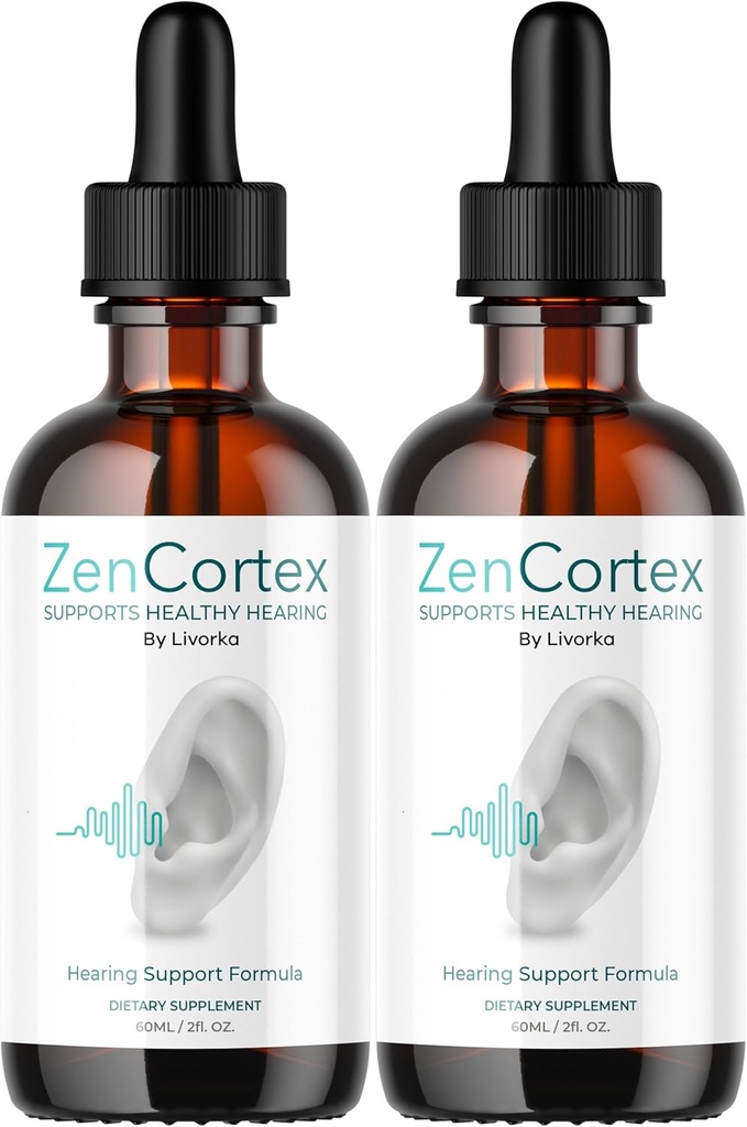 LIVORKA ZenCortex Drops, Suplemento Líquido para Saúde do Ouvido, Suporta Audição Saudável, 2 Garrafas por 60 dias - Embalagem de 2