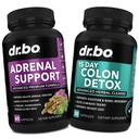 DR. BO Suporte Adrenal & Colon Cleanse Supplements - Suplemento de Fadiga Adrenal com Ashwagandha & L Tyrosine - Comprimidos de limpeza intestinal de 15 dias para Bowel Movement Support & Gut Stomach Cleansing