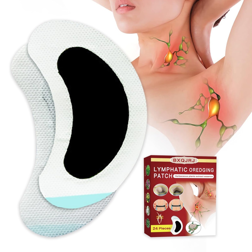 24Pcs/Box Herbal Lymph Nodes Patch,Linphatic Drainage Patch/Patches,Herbal Lymphatic Drainage Care Patch,Neck Lymph Nodes Patch, Lymphatic Massagem para homens e mulheres