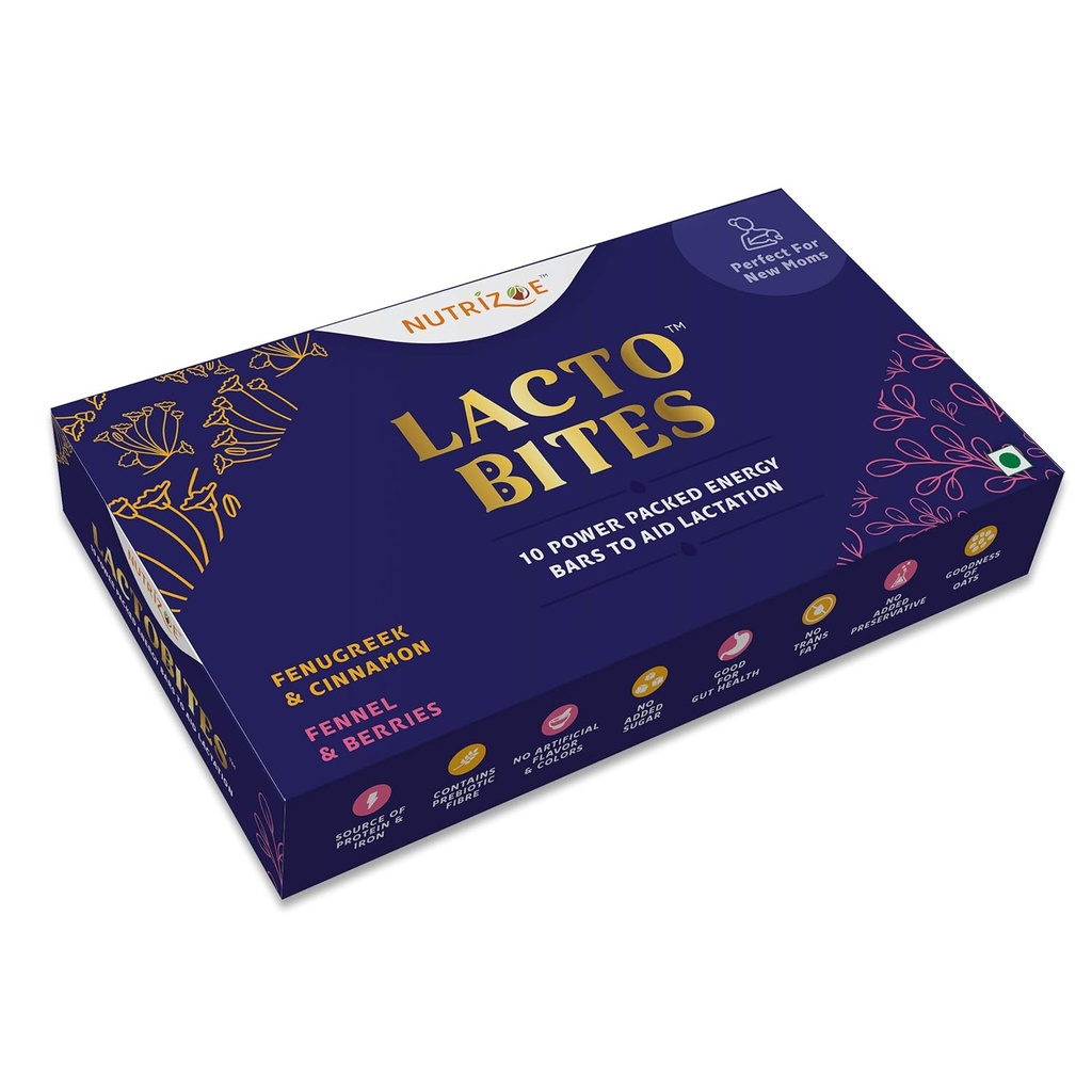 Nutrizoe Lactobitas - Poder embalado para ajudar a amamentação para aumento da oferta de leite e amamentação fácil, 450 Gm (10 bars)