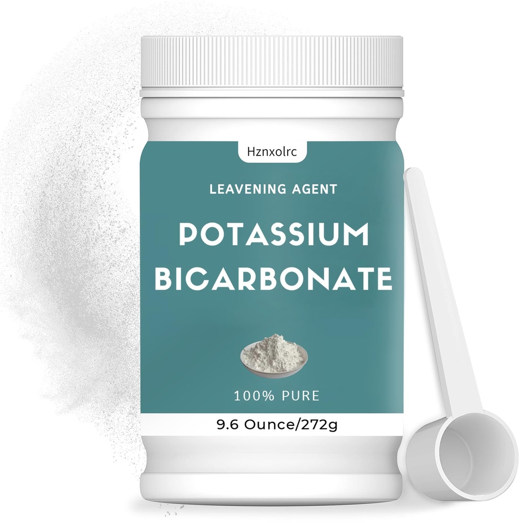 9,6 oz Bicarbonato de potássio, 100% pó de bicarbonato de potássio puro, bicarbonato de potássio para plantas, usado na fabricação de vinho, bolos, biscoitos e muito mais
