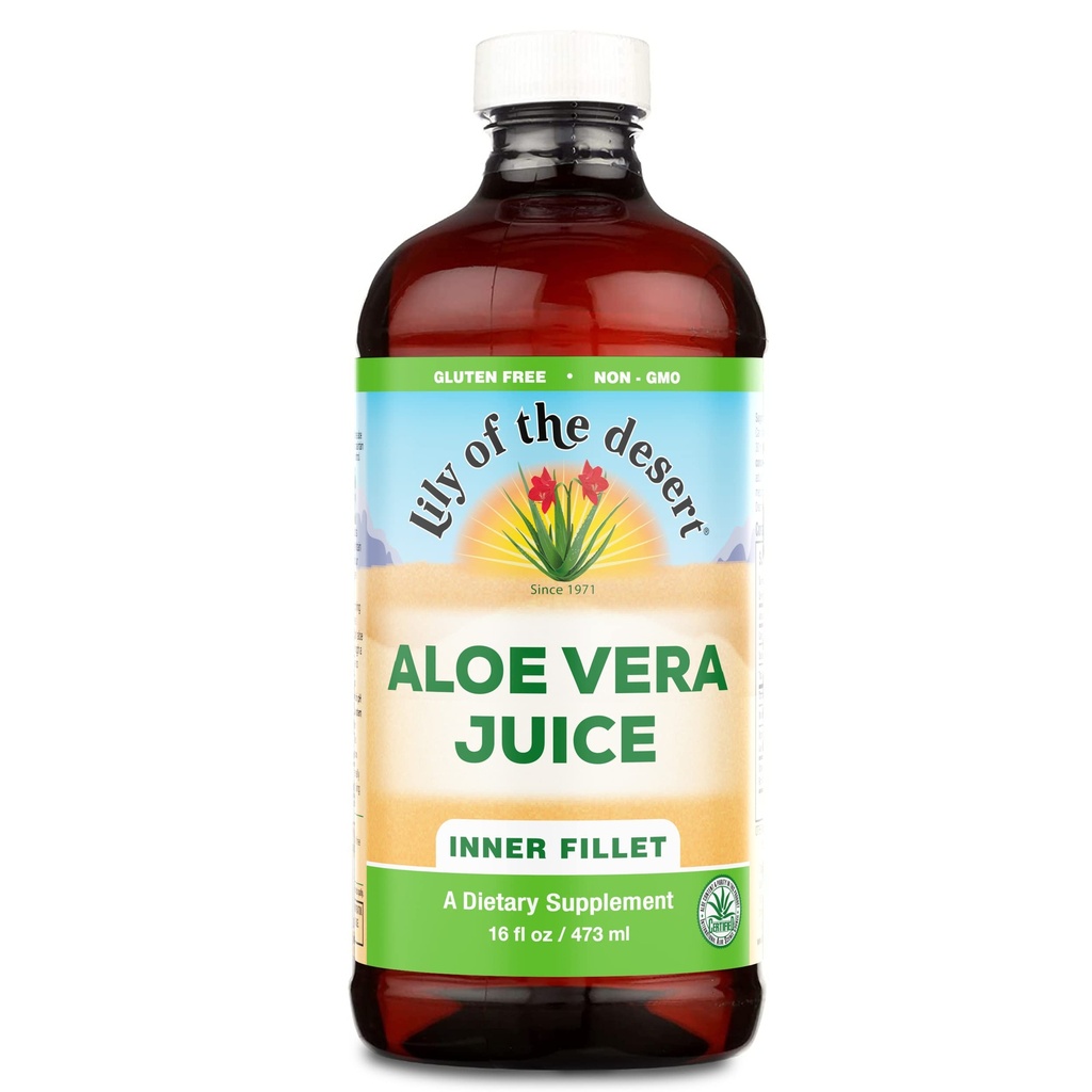 Lily Of the Desert Aloe Vera Juice Drink, filé interno, Vegan Dietary & Imune Support, Gluten Free Liquid Digestive Aid, Sem água adicionada, 16 Fl Oz