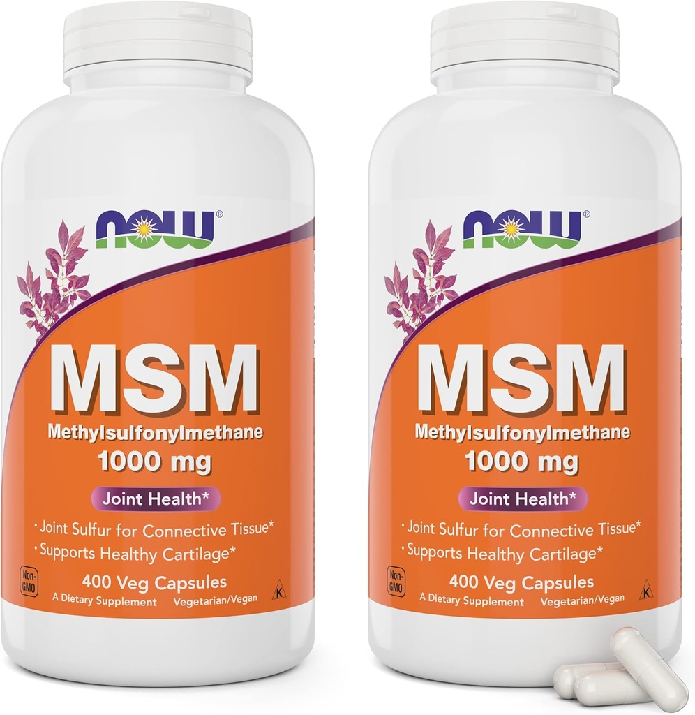 Agora MSM 1000mg, 400 Veg Cápsulas (Pacote de 2) Metil-sulfonil-Metano, Feito nos EUA, Suplemento de enxofre, Não-GMO, Vegan / Vegetarian Friendly