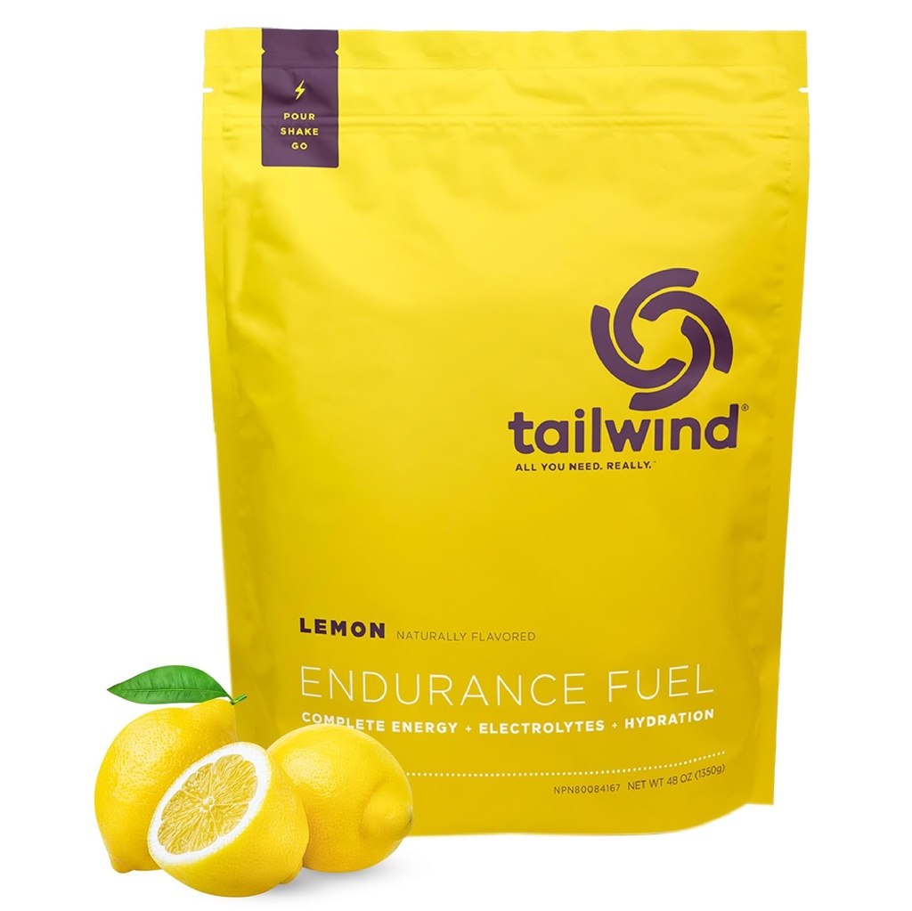 Combustível de resistência nutricional Tailwind, carboidratado e eletrolítico esportes bebida mistura em pó, Gluten-Free, Vegan, Limão, 50 Servings