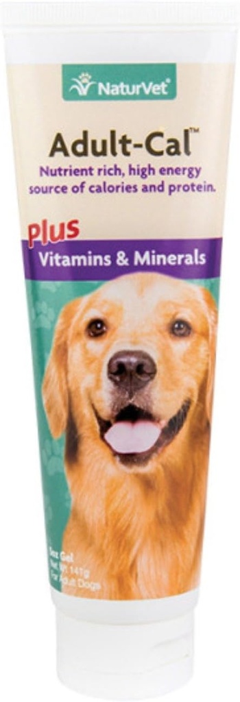 NaturVet Adult-Cal Nutritional Gel Plus Vitaminas & Minerals para Cães, 5 oz Gel, Made in USA