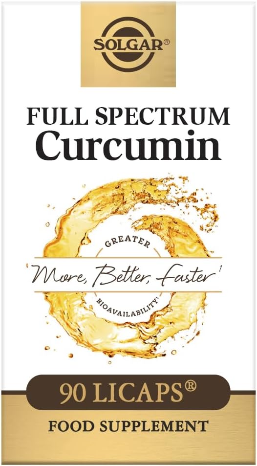 Solgar Full Spectrum Curcumin - 90 LiCaps - Absorção Superior - Cérebro, Joint & Imune Health - Não-GMO, Vegan, Gluten Free, Dairy Free - 90 Servings