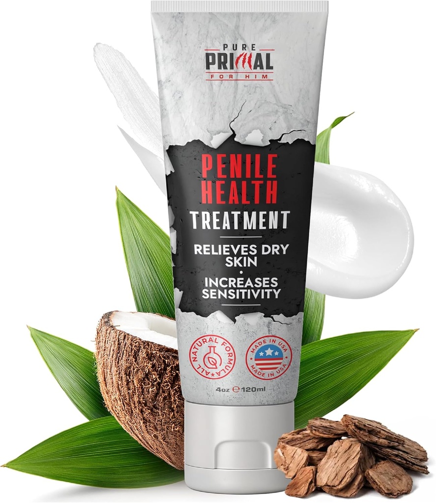 Puro Primal Penile Cream para homens – Absorvente rápido Penile Health Creme para Hydration Skin Support & Irritation Alief – Tratamento diário hidratante