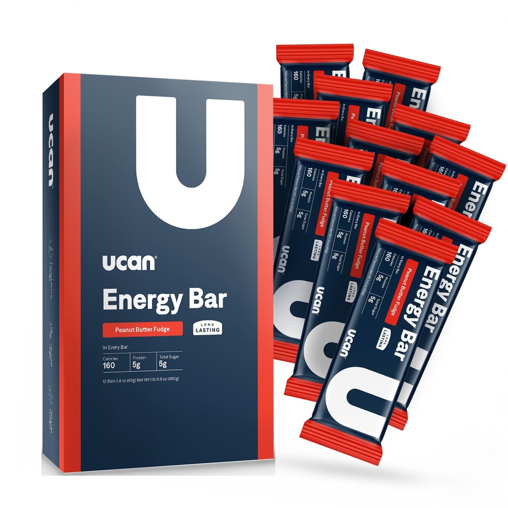 UCAN Energy Snack Bares, Peanut Butter Fudge, Tudo Natural, Baixo Açúcar, Não-GMO, Sem glúten, Keto-Friendly (12 Pack, 1.4 Ounces)
