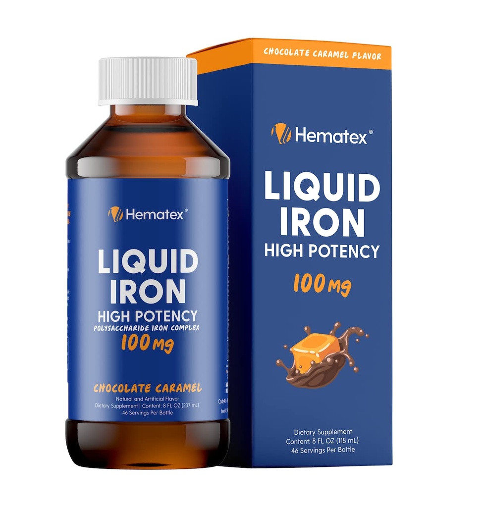 Suplementos de ferro para homens de alta potência de ferro líquido para adultos por Hematex - 100mg Polissacarídeo Complexo de ferro Suplementos de ferro para anemia e deficiência de ferro