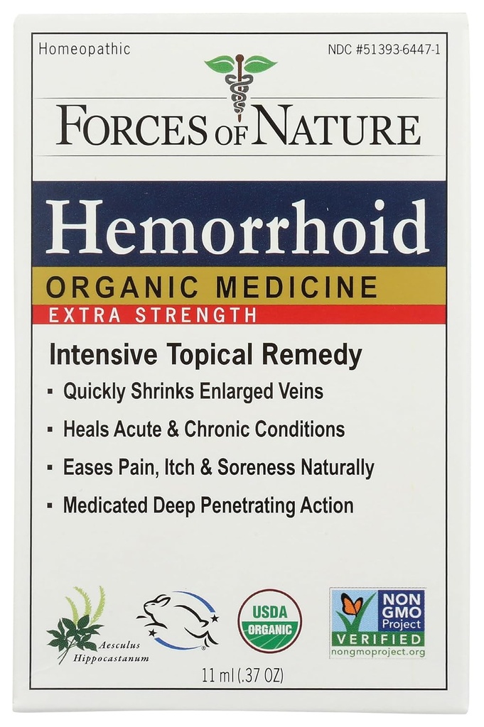 FORÇAS DE NATUREZA Controle orgânico de hemorróidas Força extra, 0,37 OZ