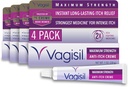 Vagisil Máxima Força Creme Feminino Anti-Itch com Benzocaína para Mulheres, Ajuda a Aliviar a Infecção de Levedura Irritação, Ginecologista Testado, Fast-action, Acalma e Cools Pele, 1 oz (Pacote de 4)