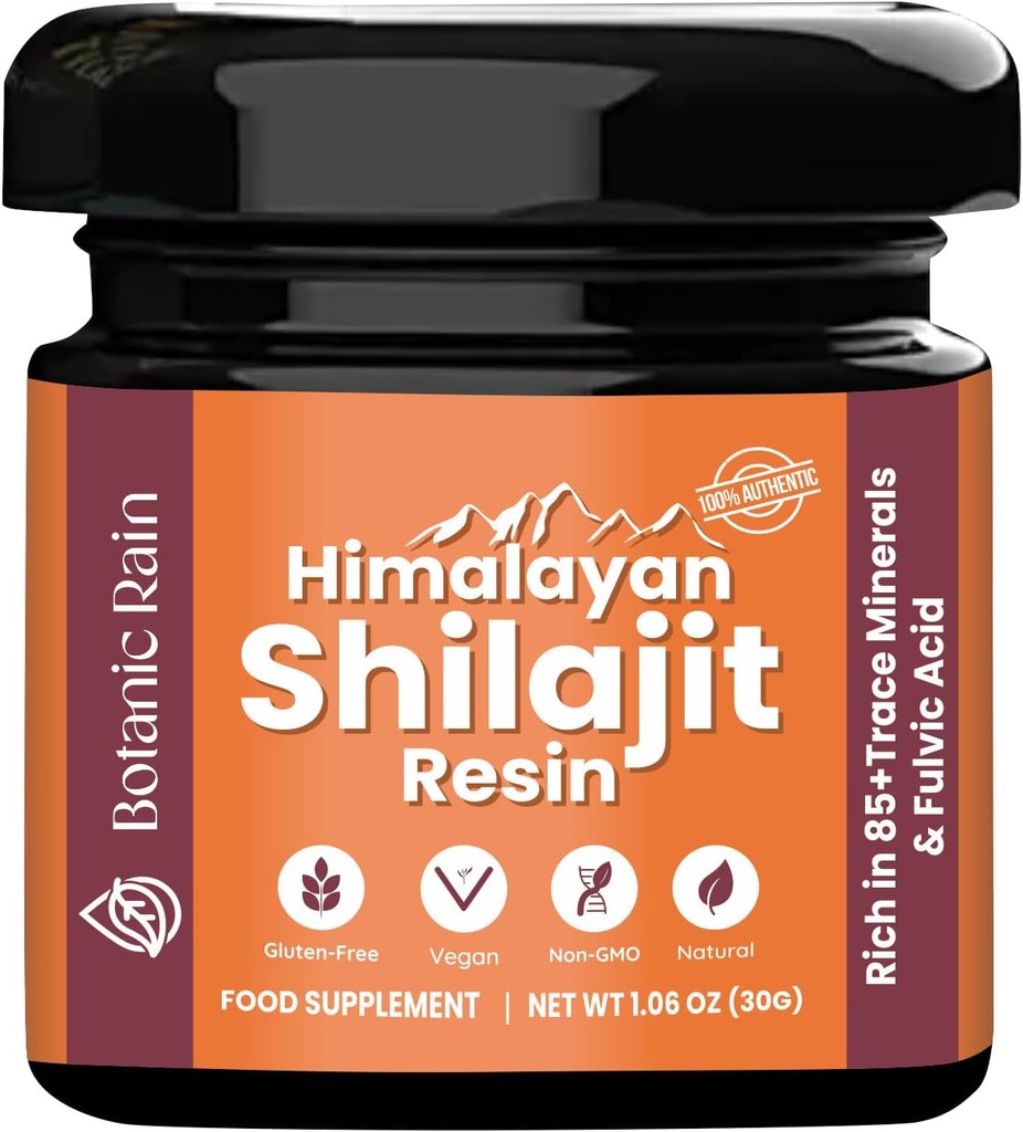 Puro Himalayan Shilajit Resin para homens e mulheres, 85+ Trace Minerals, 75%+ Ácido Fulvico para energia Boost & Immune Support, Himalayan Resin Ayurveda Produto - 1,06 oz
