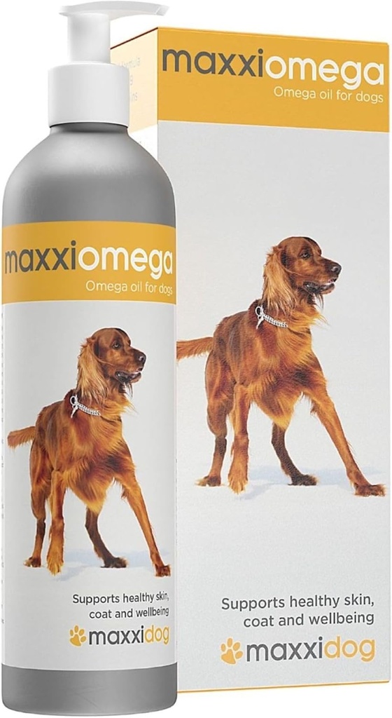 Maxxipaws maxxiomega Omega 3, 6 & 9 Suplemento de óleo - Suporte de pele e casaco para cães, 10 onças