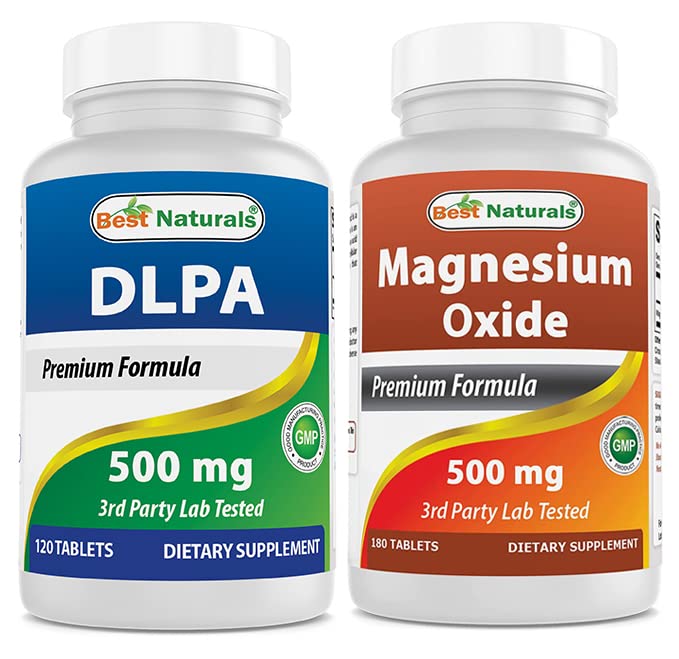 Melhores naturais DLPA 500 mg & óxido de magnésio 500 mg