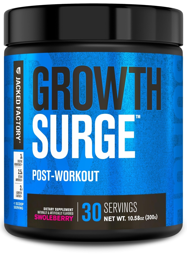 Fábrica Jacked Crescimento Creatina Pós-treino w/L-Carnitina - Daily Muscle Builder & Recovery Supplement with Creatina Monohidrato, Betaína, L-Carnitina L-Tarte - 30 Servings, Swoleberry