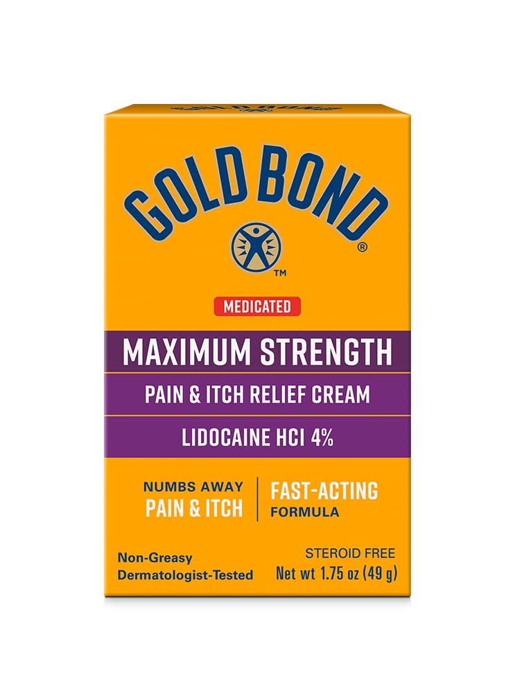 Ouro Bond Medicado Máxima Força Dor & Itch Relief Cream, 1,75 oz., com Lidocaína