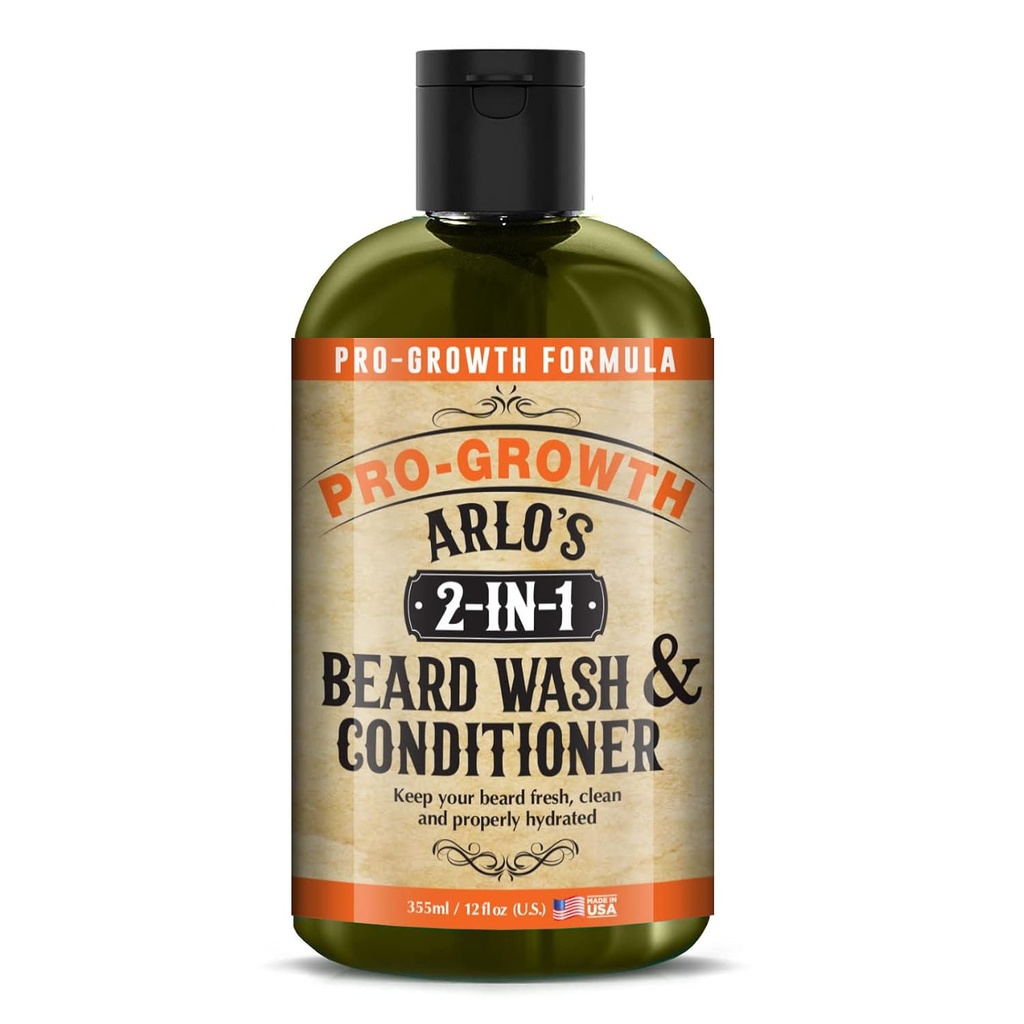 Arlo's 2-em-1 Beard Wash and Conditioner 12 oz. - Fórmula de Crescimento Pro