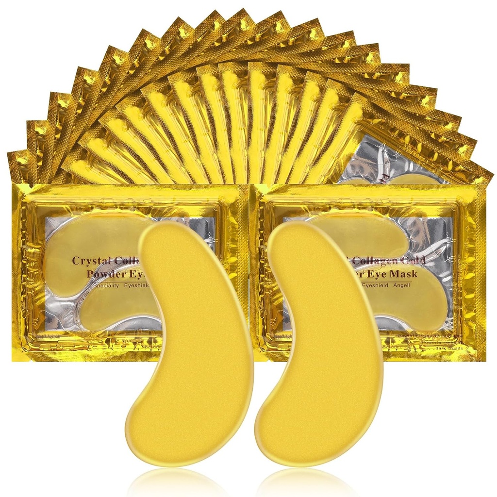 Sob patches de olhos para olhos Puffy, 20 pares Máscaras de olhos para círculos escuros e Puffiness 24k Gold Oye Patches com colagénio para sacos de olhos ao redor dos olhos (Oye Patches A)