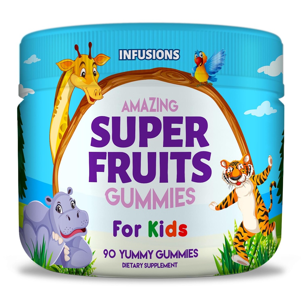 Infusões Super frutas chicletes para crianças 90 Conde Antioxidante mistura suave e delicioso Vegan amigável Gluten Free Non-GMO