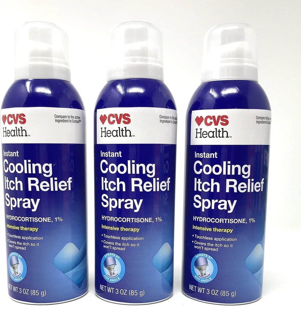 CVS Instant Cooling Itch Relief Spray Hidrocortisona 1% Terapia Intensiva 3 Oz (3 Pack)