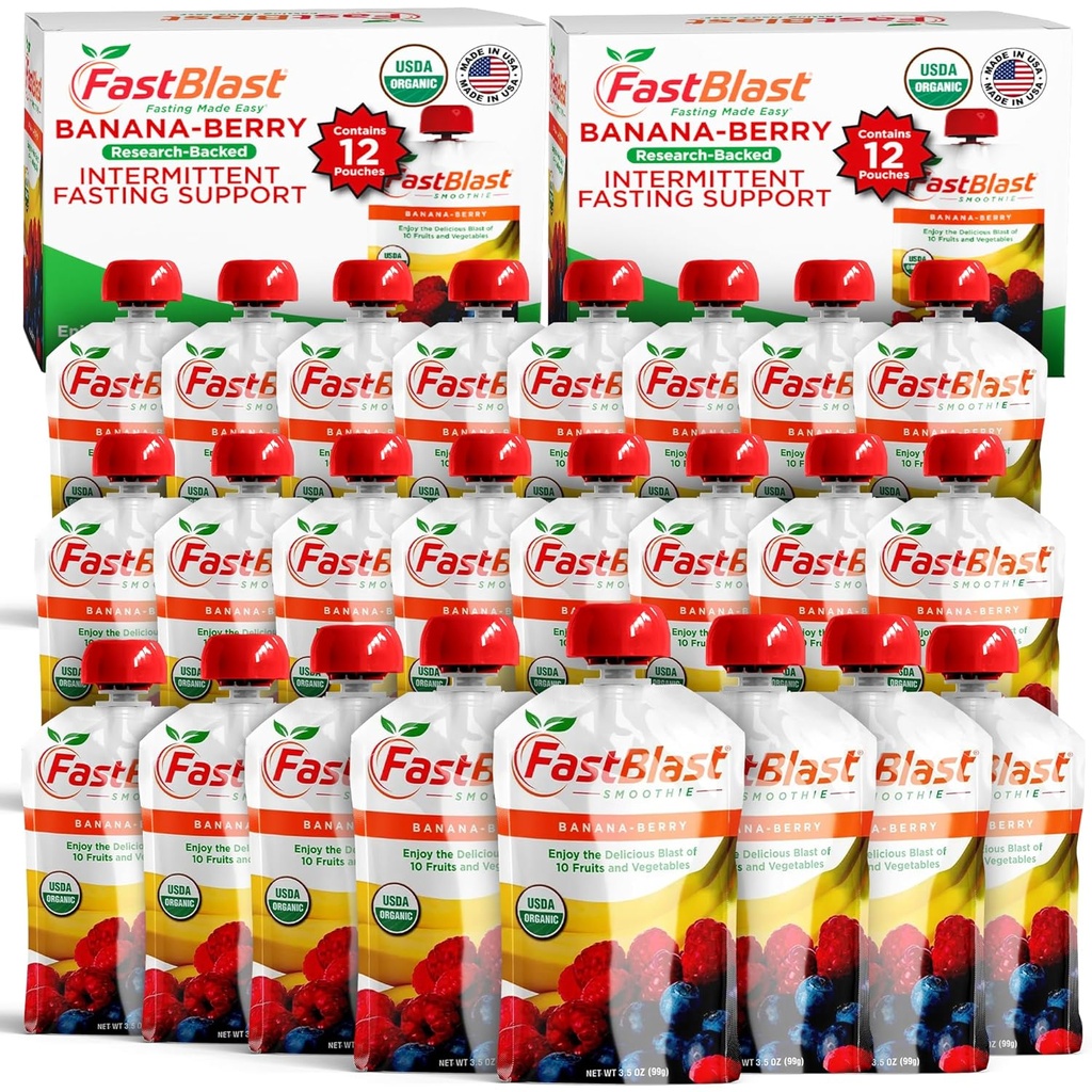 Fruit Smoothie Pouches Banana Berry- 2 embalagens, 24 Pcs Smoothie Meal Replacement- USDA Organic Healthy Snacks For Adults, Squeeze Pouches For Drinks For Adults, Soft Foods, Gluten Free Dairy Free Snacks