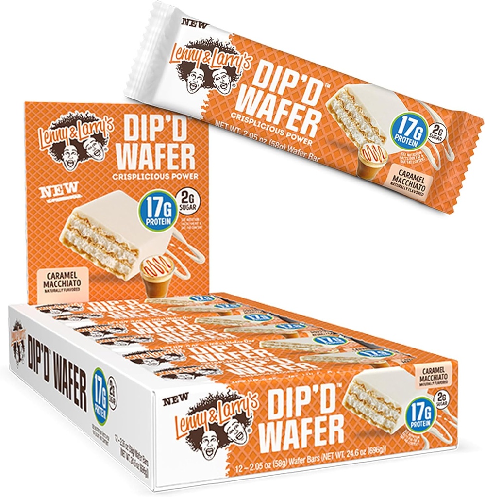 Lenny & Larry é o chefe! Immunity BarTM, Caramel Macchiato, 17g Leite & Proteína vegetal, Probióticos, Caixa de 12