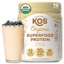 KOS Based Protein Powder, Baunilha USDA Organic - Low Carb Pea Protein Blend, Vegan Superfood Rico em Vitaminas & Minerals - Keto, Soy, Dairy Free - Substituição de Refeição para Mulheres & Homens - 10 Servings