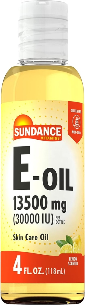 Sundance Vitamina E-Óleo para a pele , 13500 mg (30000 UI) , , 4 Ounces líquidos , limão perfumado , Não-GMO e glúten suplemento gratuito
