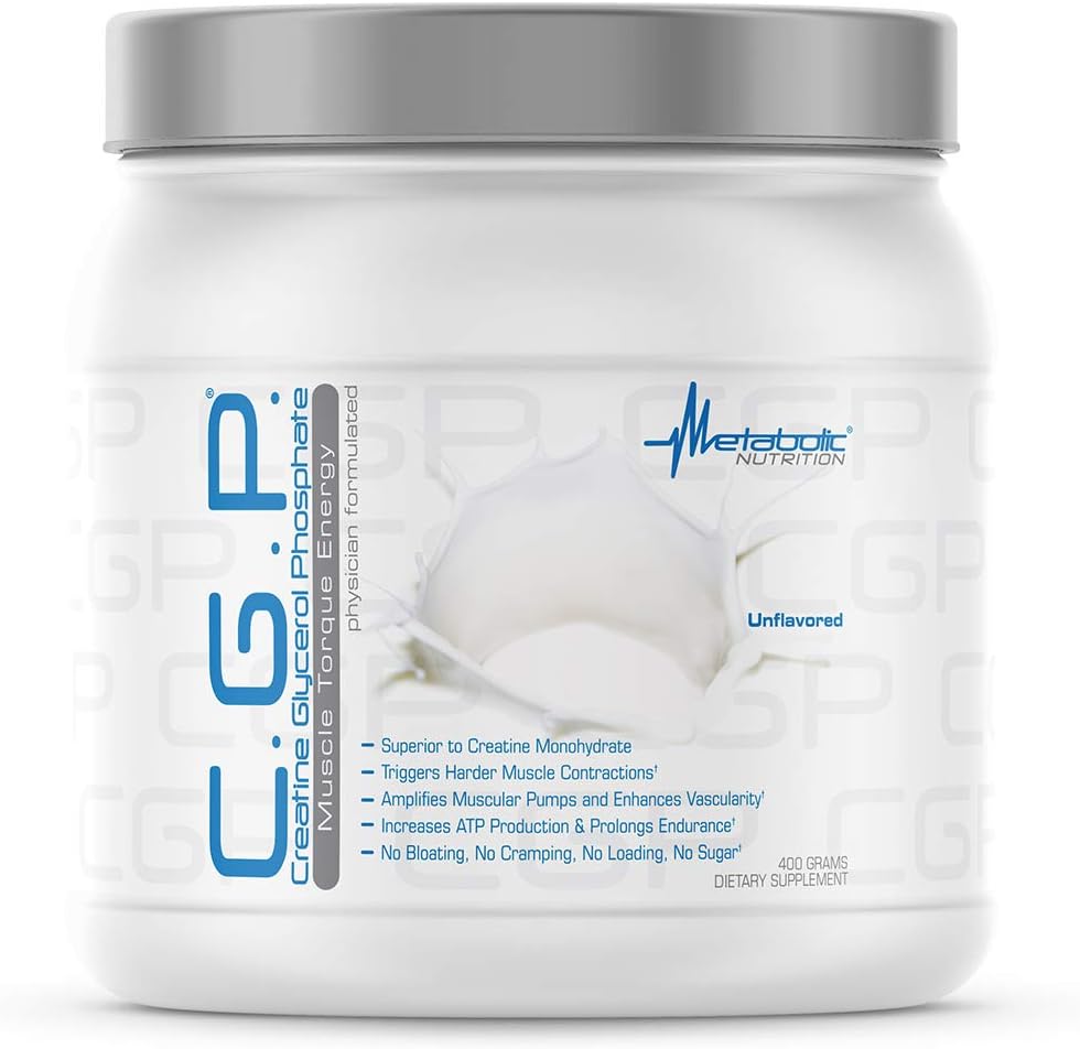 Nutrição Metabólica, CGP, Fosfato de Glicerol Creatina, Pó de Creatina 100% Micronizado, Suplemento Pré- Pós-Trabalho Intra, Sem sabor, 400 Grams