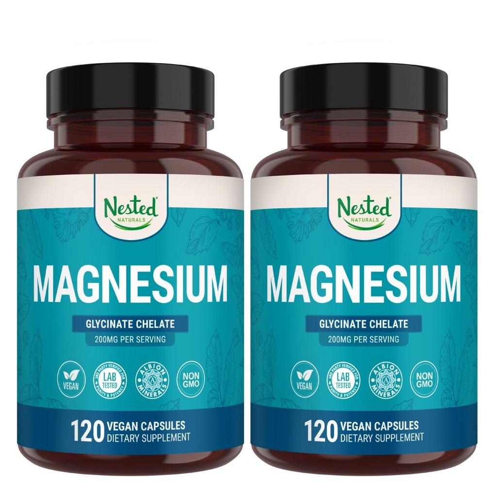 Naturals aninhado Quelato de magnésio glicinato - 200mg Suplemento de magnésio quelatado para Cães Músculos, Relaxação, e Apoio ao Sono - 100% Albion TRACCS Glicnato de magnésio buffered - 240 Cápsulas Vegan