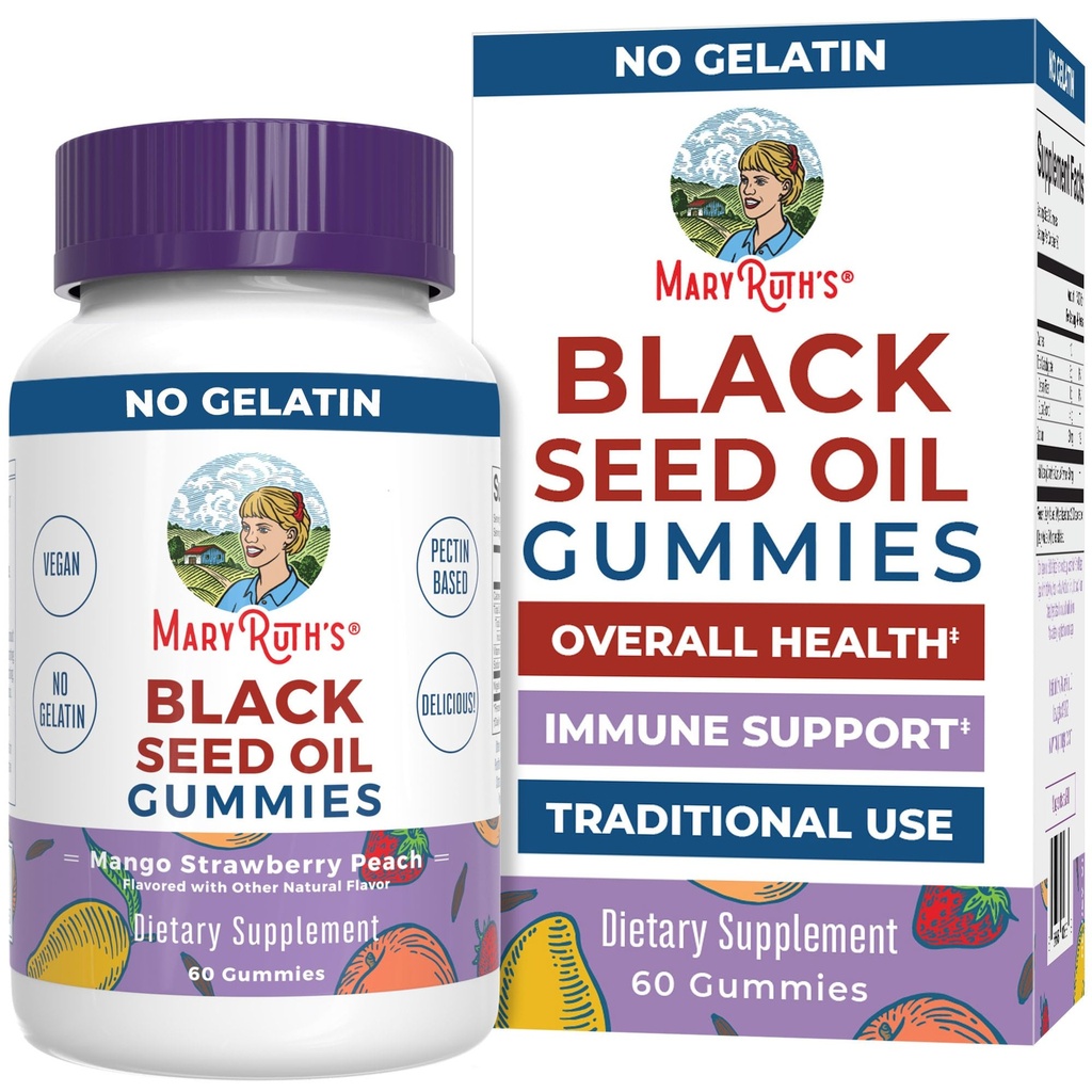 MaryRuth Orgânicos Black Seed Oil Gummies □ Black Cumin Seed Oil Supplement □ Tradicionalmente usado para o suporte imunológico e saúde cardiovascular Vegan □ Sem Gelatina