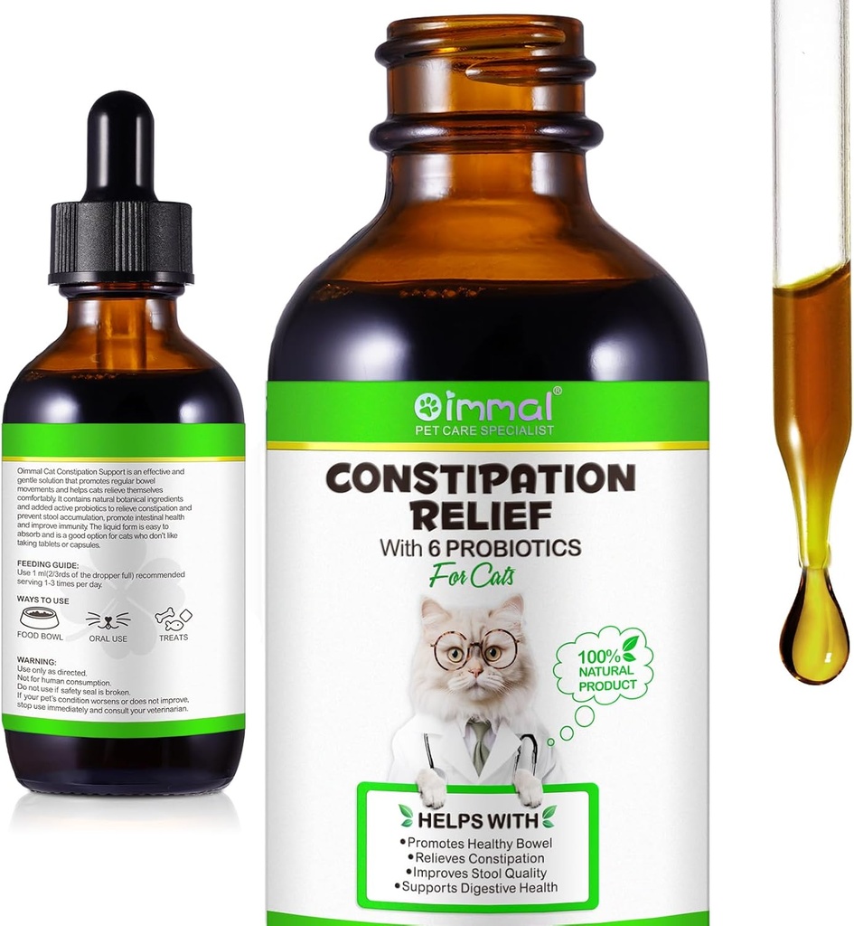 Alívio de constipação de gato, 2 Fl Oz Alívio de constipação para gato, Laxante de gato, Alívio de constipação de laxante de gato, Macio de fezes, Suporta Saúde Digestiva
