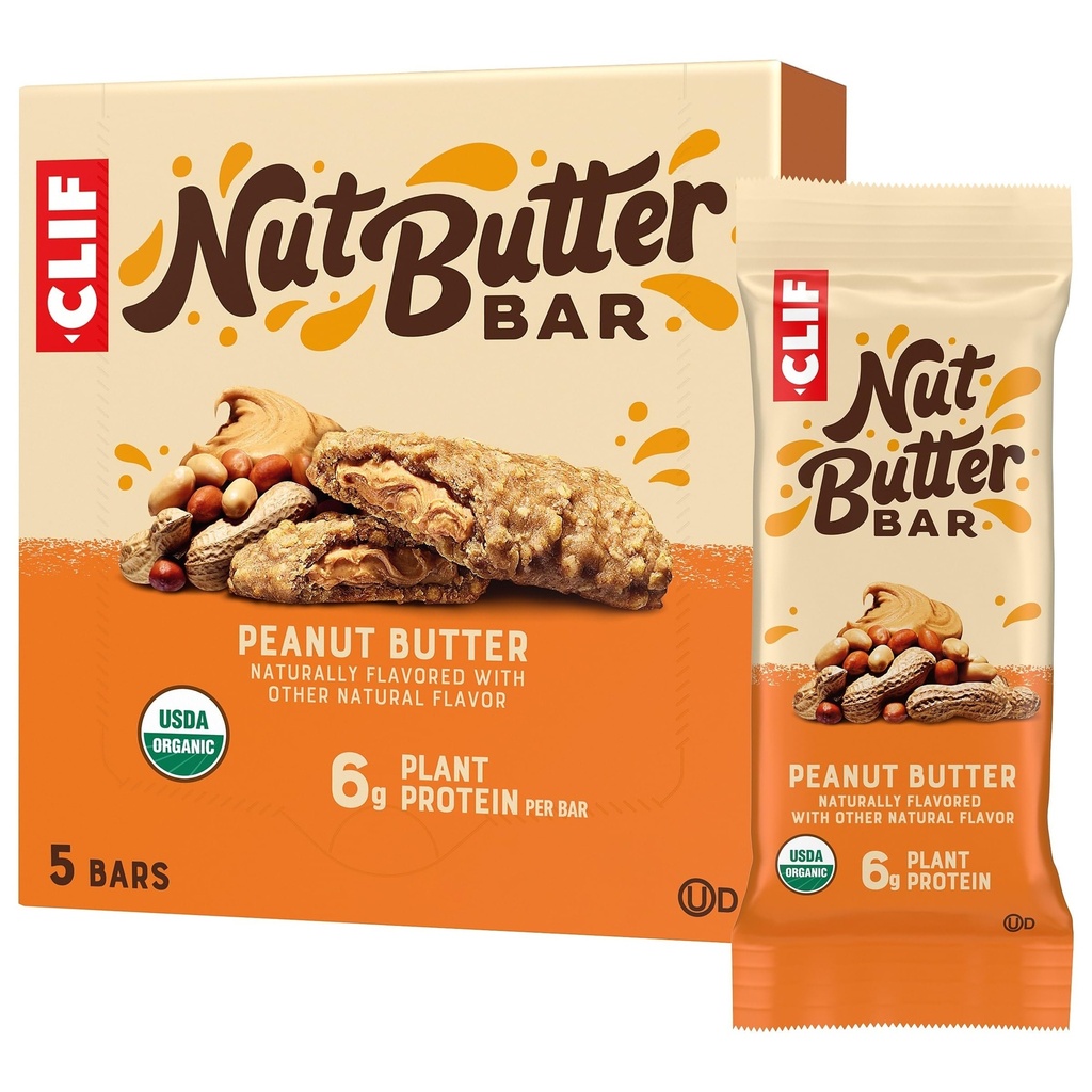 CLIF Nut Butter Bar - Manteiga de amendoim - Barras de Energia Recheadas - Não-GMO - USDA Orgânica - Baseada em Plantas - Baixa Glicemia - 1,76 oz. (5 embalagem)
