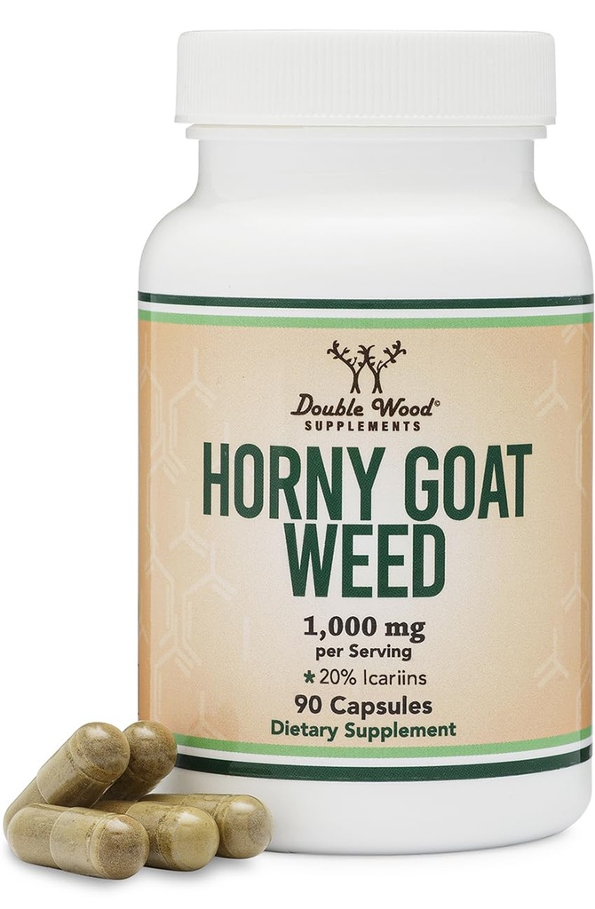 Erva de cabra com tesão para homens e mulheres - Sem enchimento (máx força Epimedium Std. a 20% Icariins) 1.000mg por serviço, 90 Cápsulas (Male Enhancing Supplement) por madeira dupla