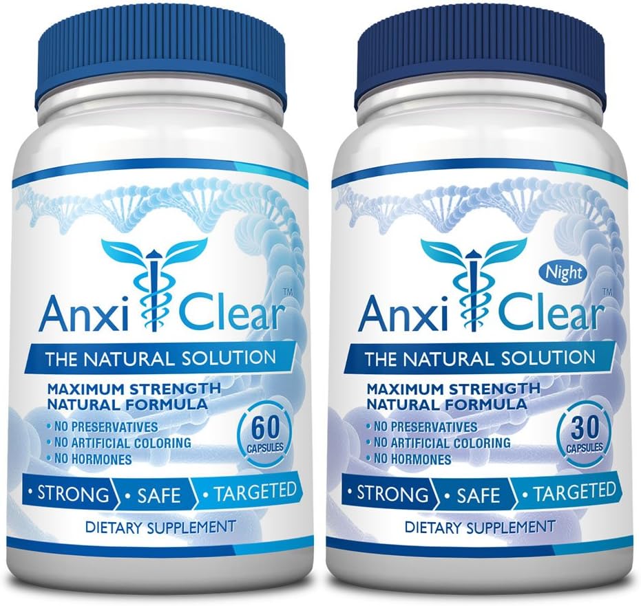 Saúde do Consumidor Anxiclear - Estimula o humor, acalma a mente, eleva os níveis de serotonina - 5-HTP, L-tianina - 1 dia + 1 noite