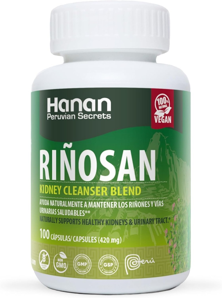 Hanan Rinosan Kidney Cleanser Misturar 100 cápsulas Naturalmente Aids no apoio saudável do rim e função de trato urinário